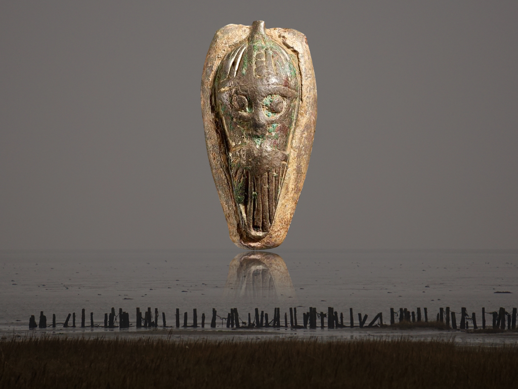 Weight-pendant, 9th-10th century © The Trustees of the British Museum, used under CC BY-NC-SA 4.0 license; photograph of the North Sea © A. Leonard