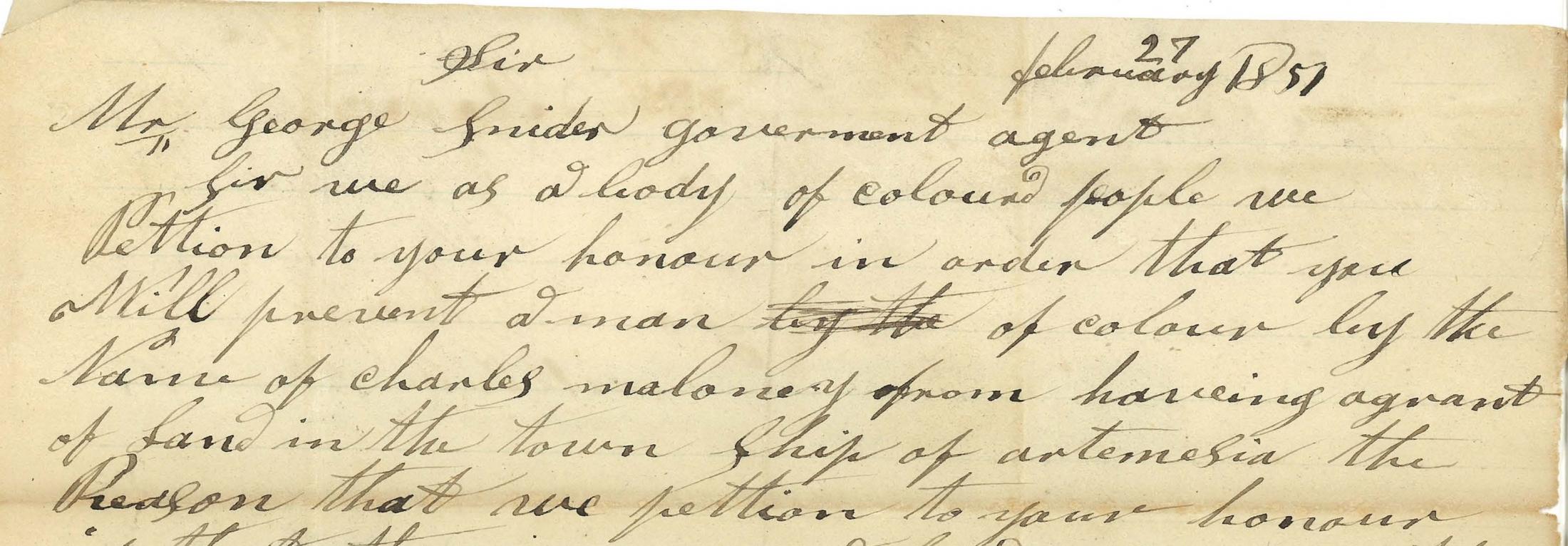 February 27, 1851 Artemesia Township Petition