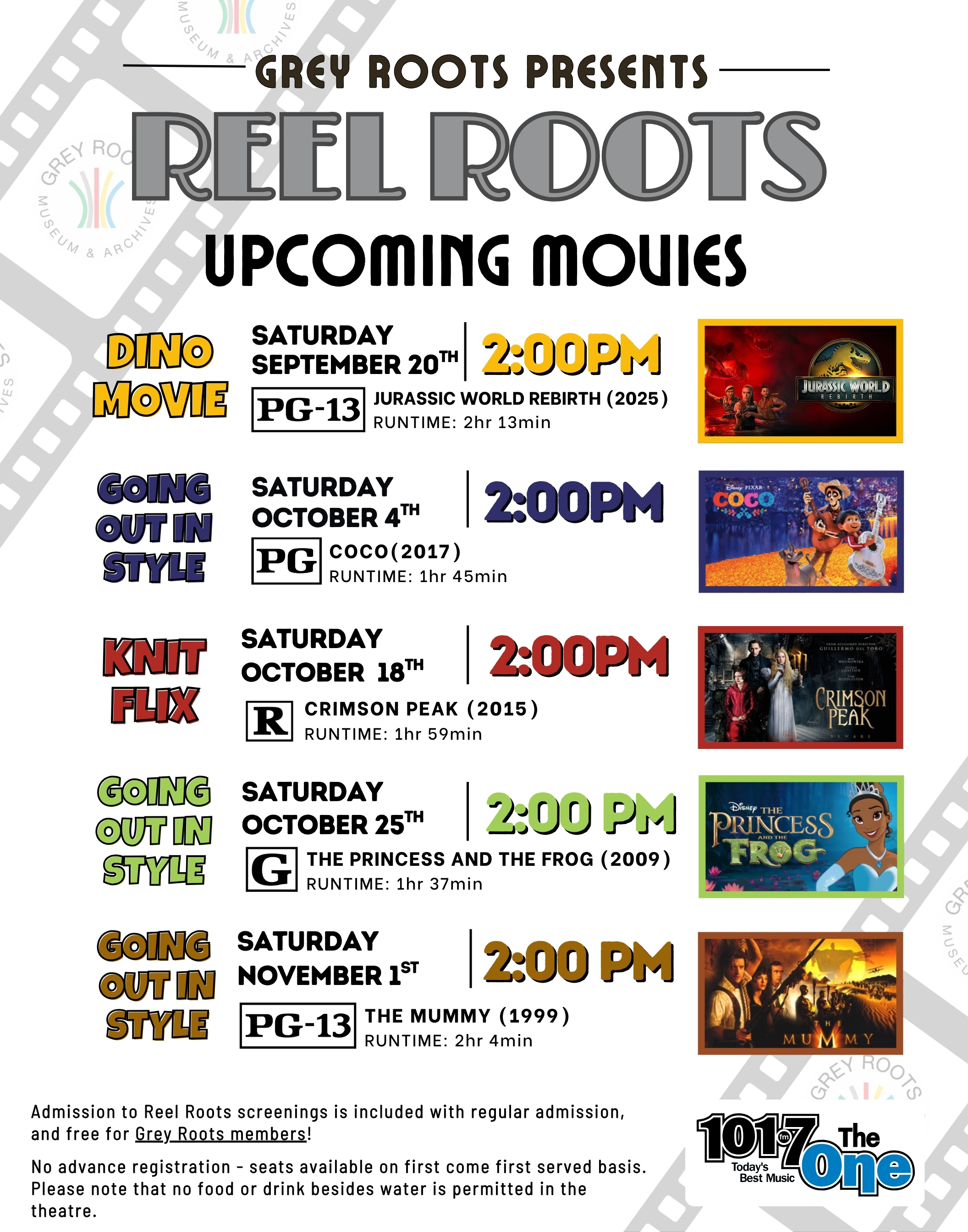 Reel Roots poster listing screening dates.