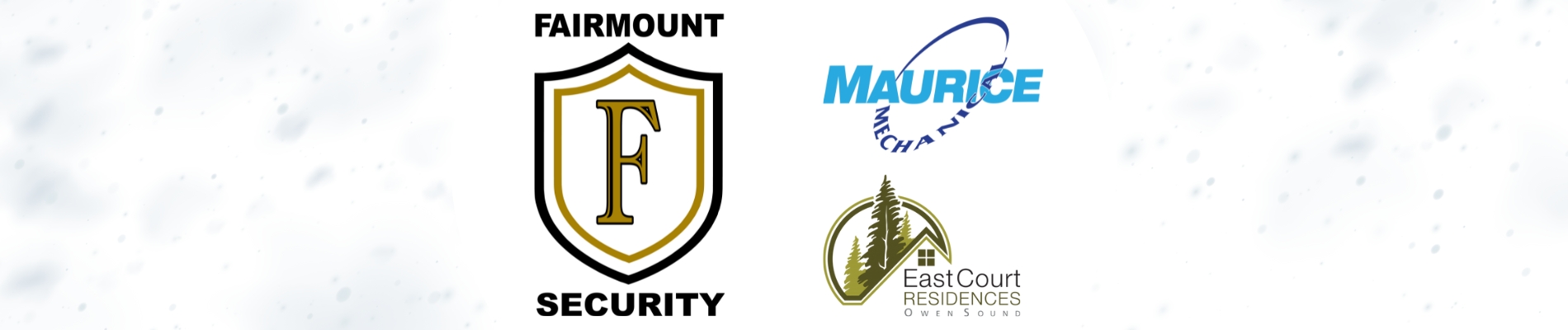 Logos of Fairmount Security, Maurice Mechanical, and East Court Residences on a light background.