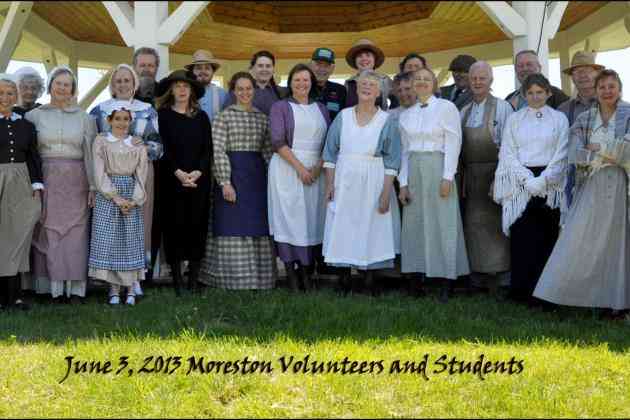 Volunteers under the village Bandstand at Moreston