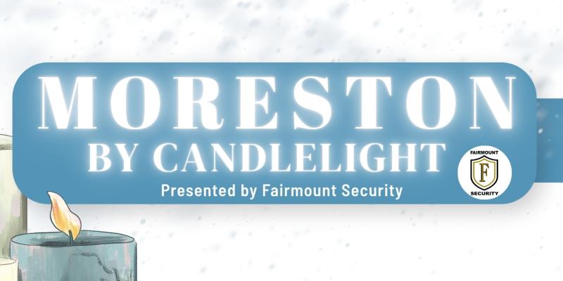 Illustrated candles against a backdrop of falling snow.
