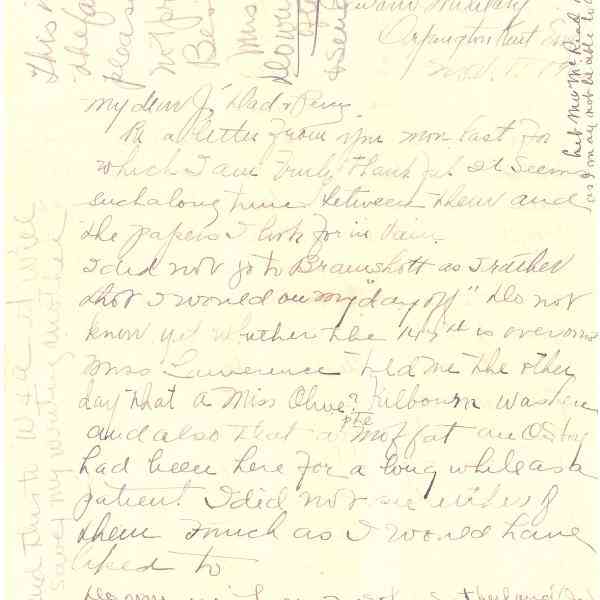 Original Letter from Miss Euphemia Denton to Mrs. Helen Denton (Page 1)