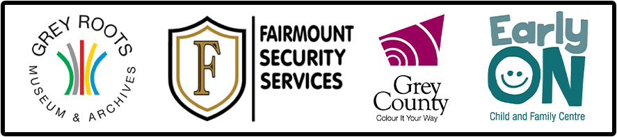 Logos of Grey Roots, Fairmount Security, Grey County, and Early ON 